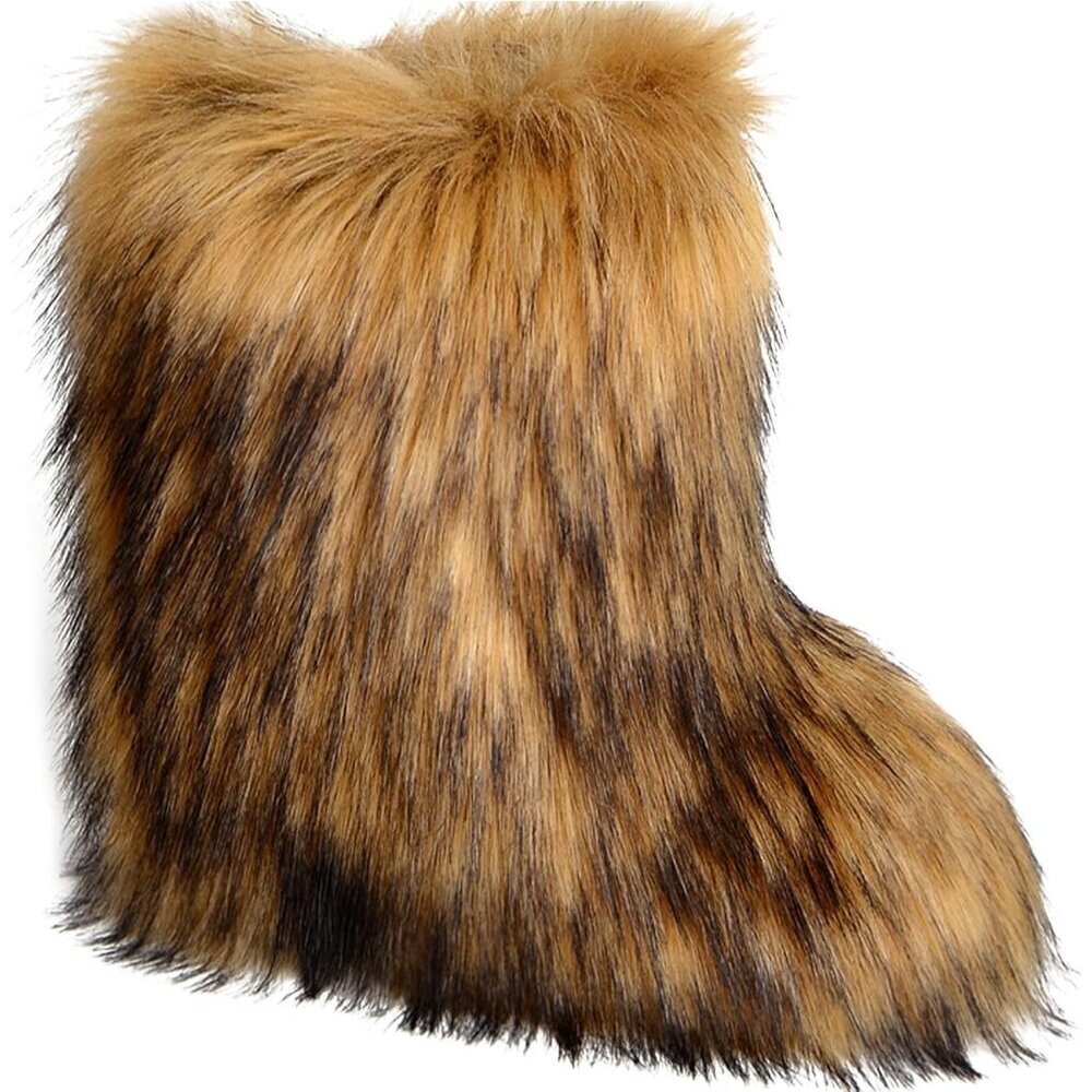 Womens Winter Snow Boots Knee High Faux Fur Lined Flat Brown Gray Warm Shoes